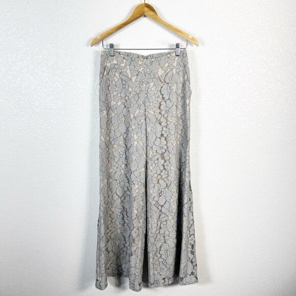 Feather Bone Anthropologie Size XS Boho Viivi Lace Wide Leg‎ Trouser Gray